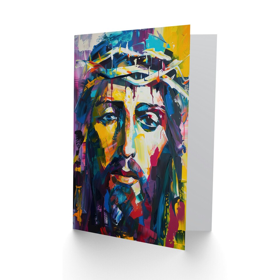 image 1 of Jesus Thorn Crown Portrait Modern Him Her Birthday Card