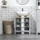 image 10 of kleankin Bathroom Under Sink Cabinet with Adjustable Shelf, White, Grey White | White, Grey