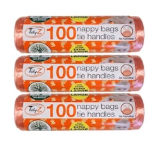 TidyZ Nappy Bags with Tie Handles 100 Pack of 3