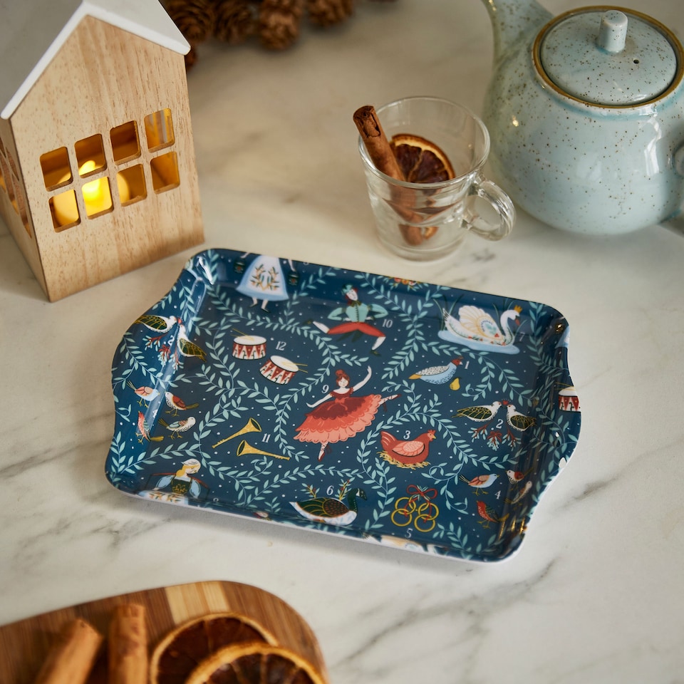 image 1 of Ulster Weavers 12 Days of Christmas Tray - Scatter Blue