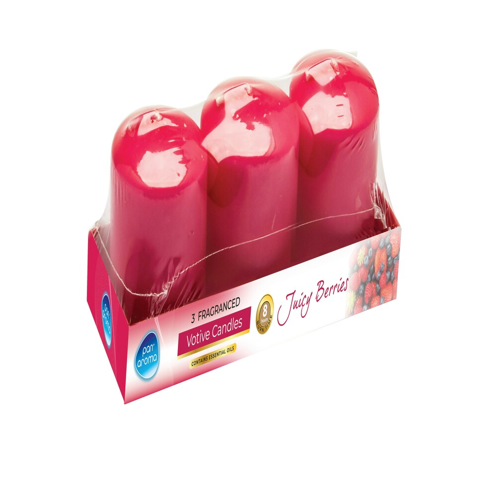 image 1 of Set Of 3 Juicy Berries Fragrance Votive Candles