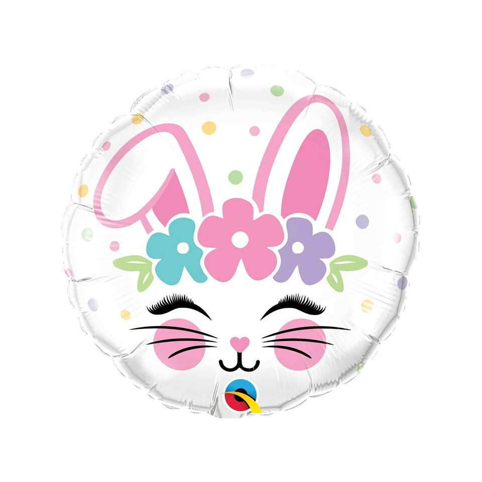 Qualatex Bunny Foil Balloon - White/Pink - One Size