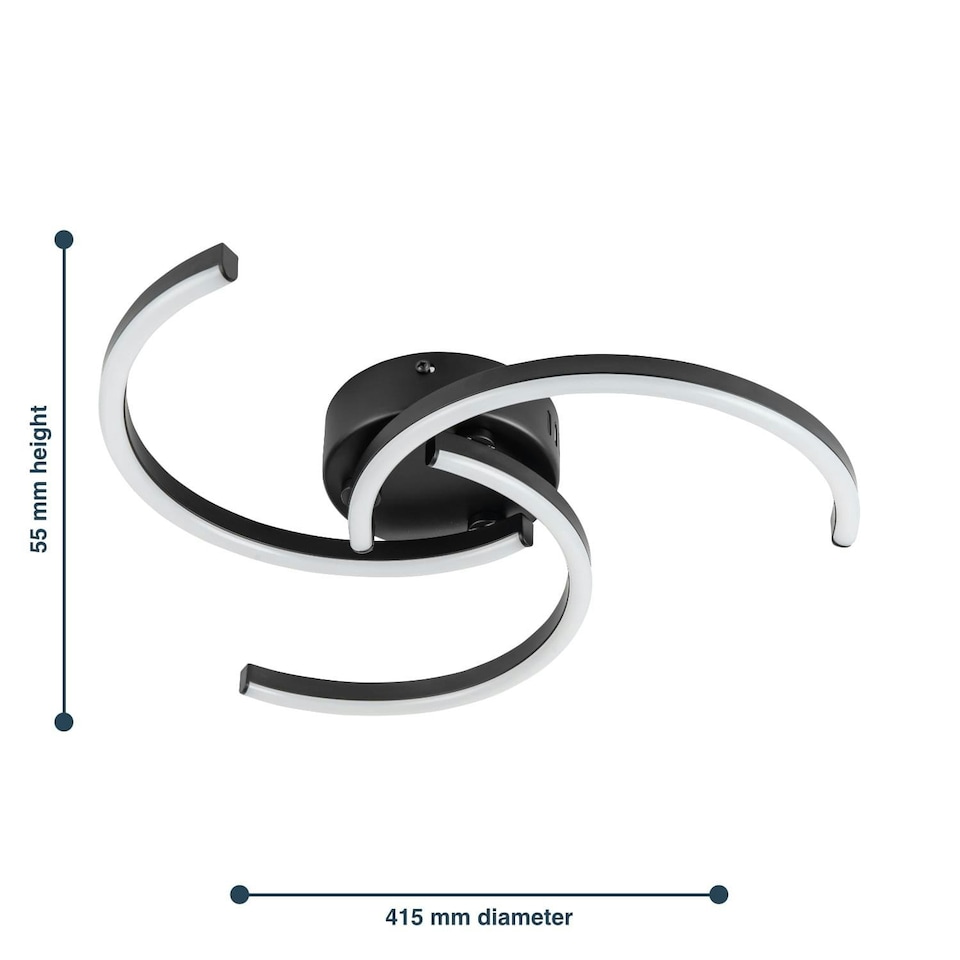 image 1 of First Choice Lighting Set of 2 Curve Black LED Flush Ceiling Lights Black