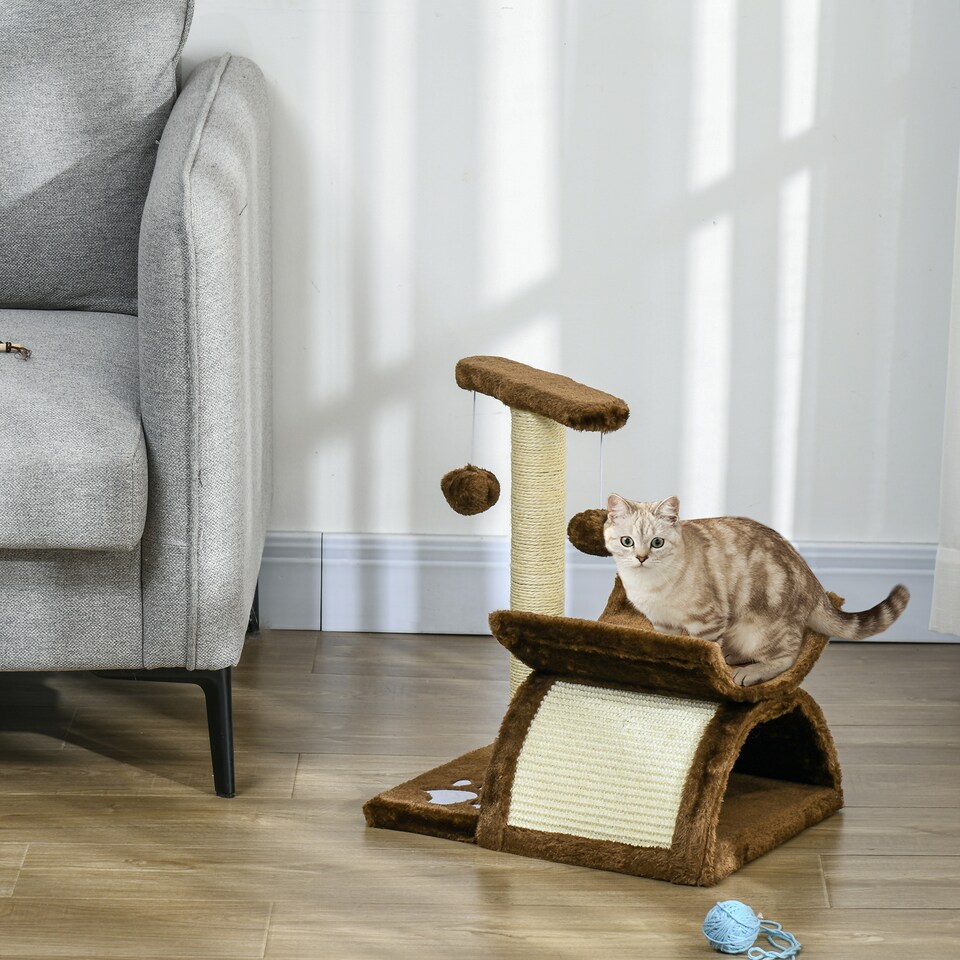 image 1 of PawHut Cat Tree Tower, Rotatable Top Bar, Sisal Post, Tunnel, Balls