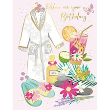 Words 'n' Wishes Traditional Open Birthday Card for a Female, Friend Birthday Card, Multi-Coloured 197 x 152 mm