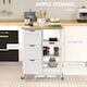 image 3 of HOMCOM Rolling Kitchen Island Cart, Bar Serving Cart, Compact Trolley on Wheels with Wood Top, Shelves & Drawers for Home Dining Area, White