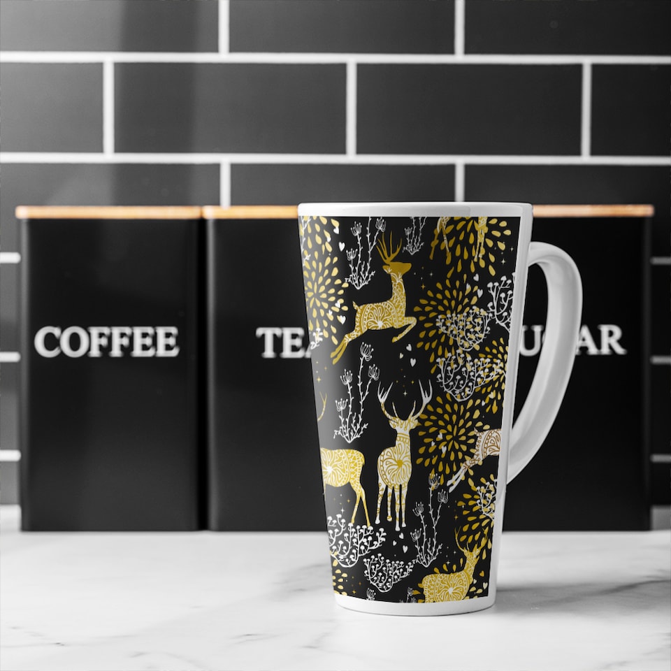 image 1 of Golden Christmas Dining Latte Mug