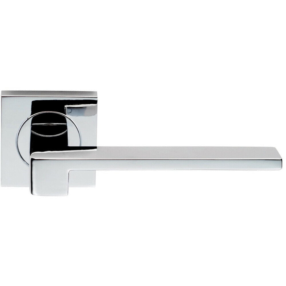 Loops PAIR Flat Squared Bar Handle on Square Rose Concealed Fix Polished Chrome
