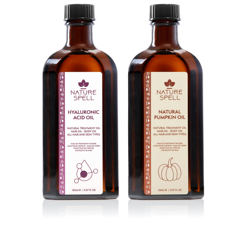 image 1 of Nature Spell Duo Elixir: Hyaluronic Acid & Pumpkin Hair Oils - The Harmony of Hydration and Growth