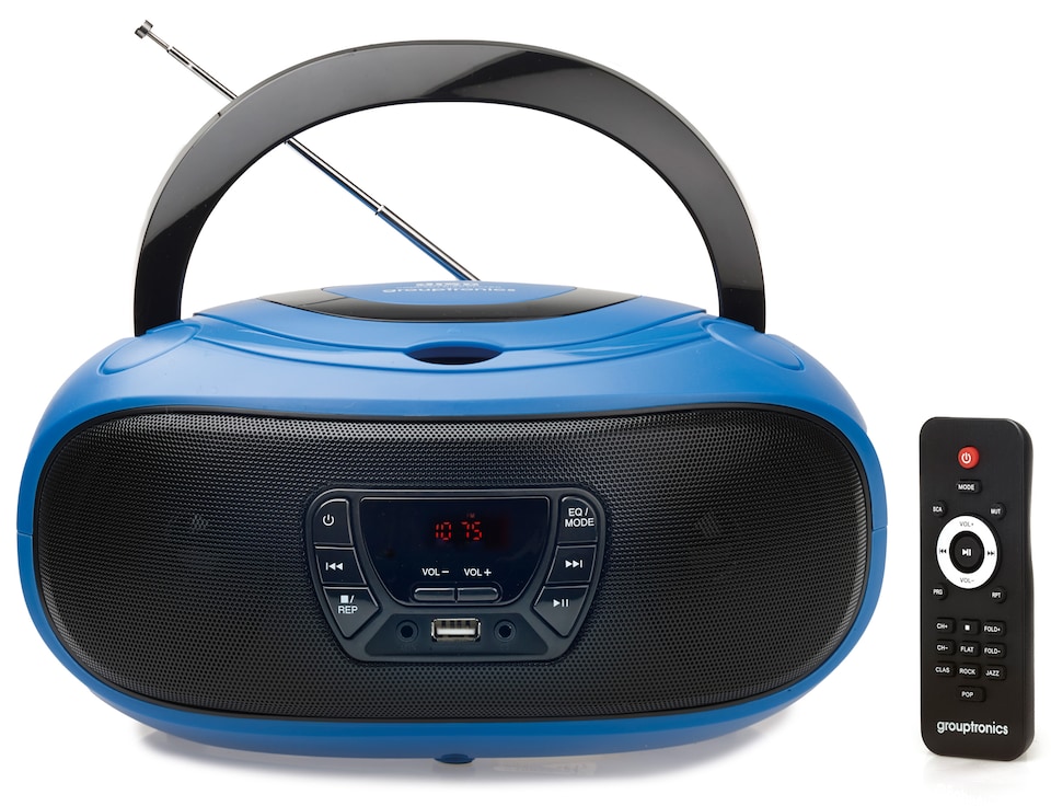image 1 of Grouptronics Small Portable CD Player For Home With Speakers – Boombox Mains Or Battery Powered, FM Radio, Supports MP3 Audio Books - GTCDR-501