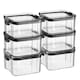 image 1 of Argon Tableware 6x Food Storage Containers - 460ml - Black Reusable Airtight Stackable Meal Prep Lunch Box with Clip-Lock Lid