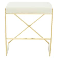 Interiors by Premier Ivory Velvet Bar Stool, Gold Finish Frame Bar Chair with Footrest, Modern Design Home Stool for Living Area