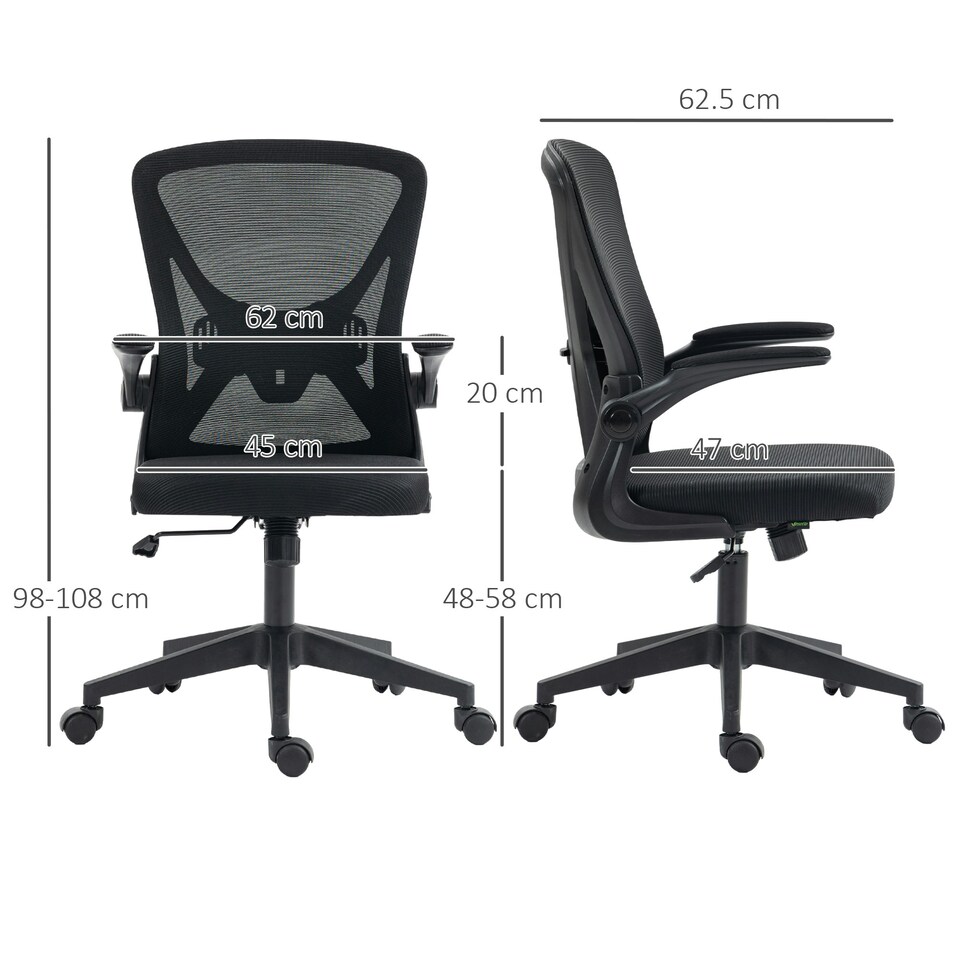 image 1 of Vinsetto Mesh Office Chair Computer Chair with Swivel Wheels, Black