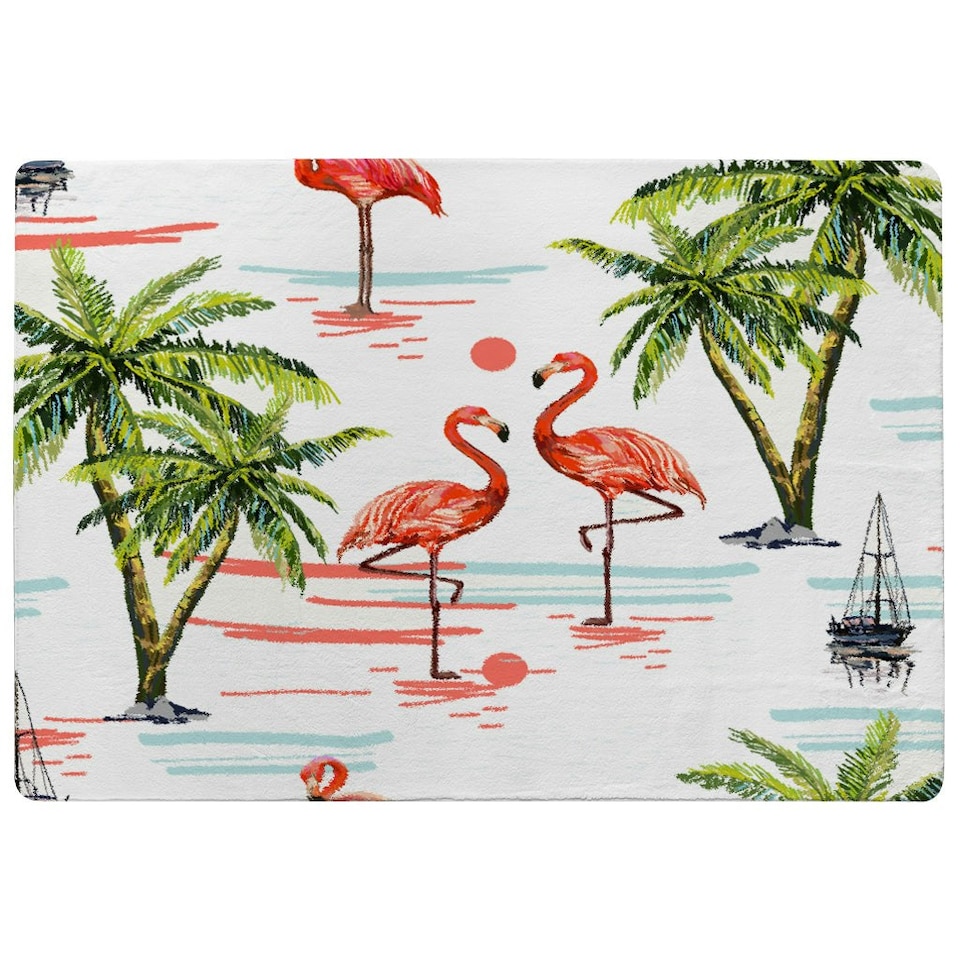 image 1 of Flamingo & Palm Trees (Rug) Multi | Small: 60x110cm
