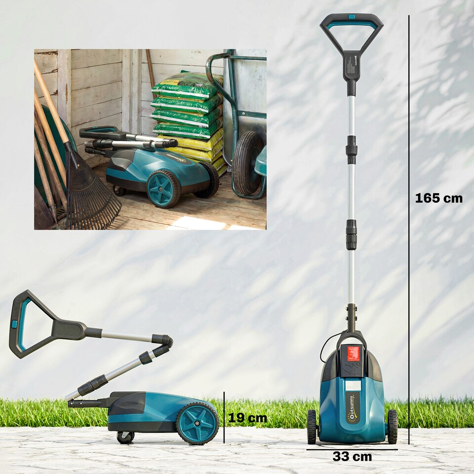 image 1 of Outsunny 18V Cordless Lawnmower with 2 x 4Ah Batteries & Charger | Blue | Blue | 165L x 33W x 19H cm