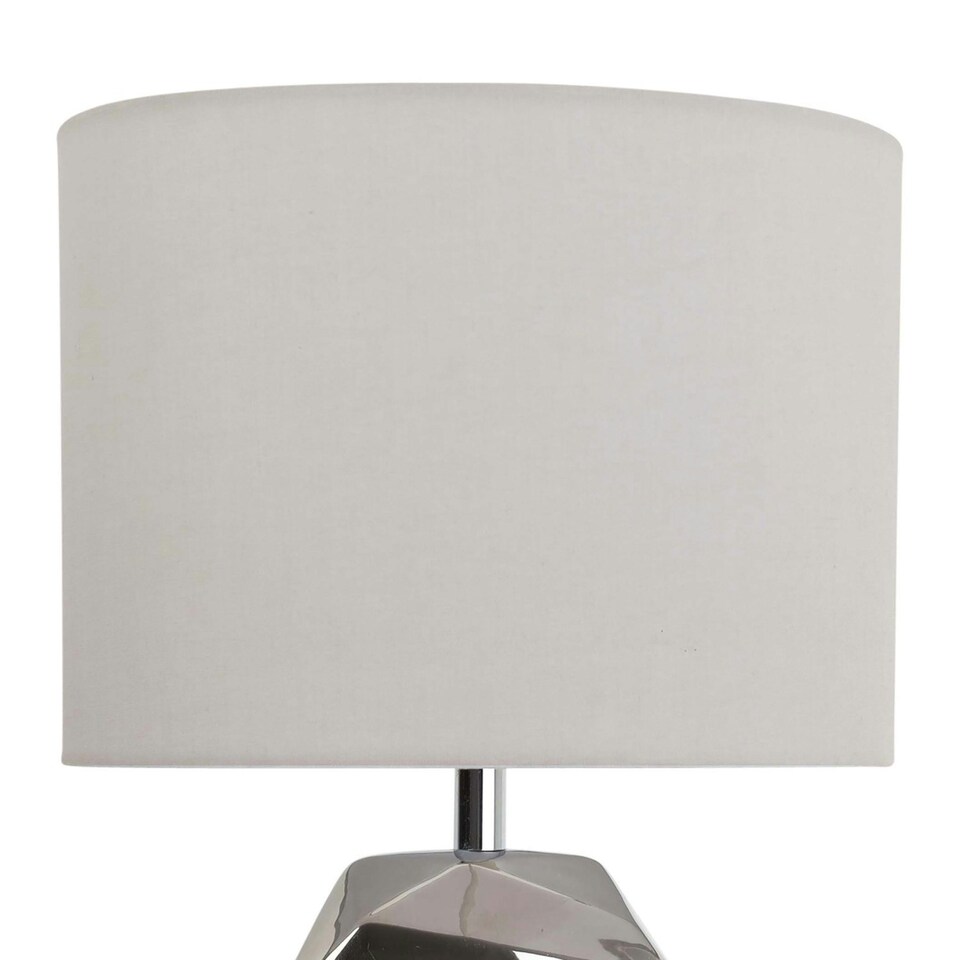 image 1 of Sculptured - Metallic Ceramic 38cm Table Lamp with Grey Fabric Shade Chrome | Grey
