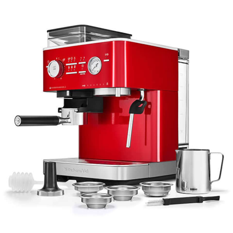 image 1 of KitchenAid Semi Automatic Espresso Machine with Burr Grinder Candy Apple