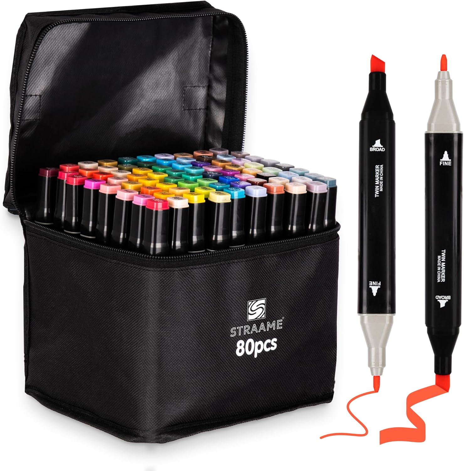 Straame Alcohol Markers – Dual-Tip Colouring Pens, (Set of 80)