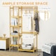 image 3 of HOMCOM Bamboo Garment Rack, Clothes Rack with Storage Shelf, Hanging Rail and Side Hooks for Entryway, Bedroom, Bathroom and Office, Natural
