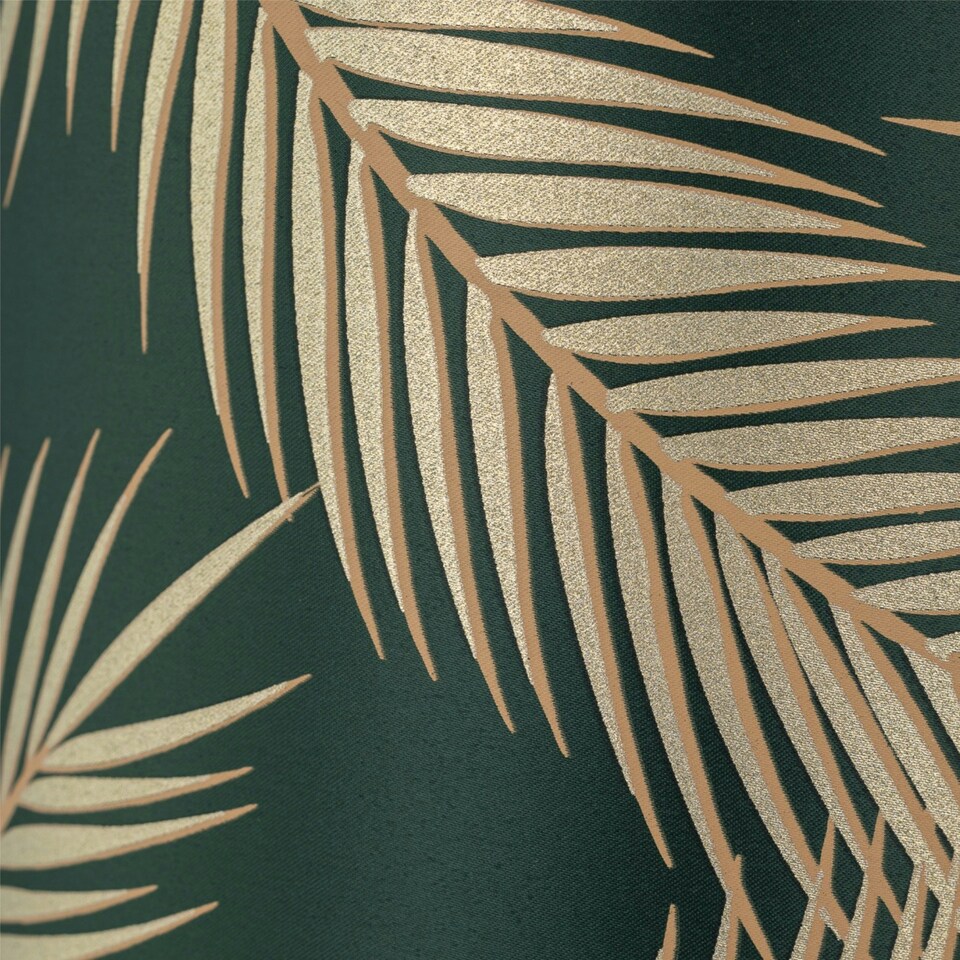 image 1 of First Choice Lighting Tropica Dark Green with Gold Embossed Leaf Detail 25cm Ceiling Pendant or Table Lamp Shade Green