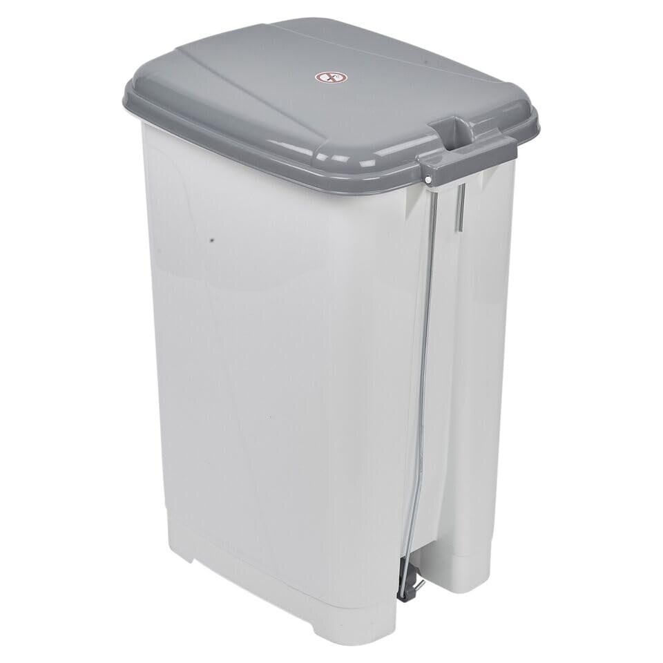 image 1 of Slim Pedal Waste Recycling Bin Can Insert Step On Lid Kitchen Bathroom | White | 25L White