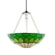image 1 of Amber and Green Stained Glass Domed Tiffany Pendant Lamp Shade with Chain