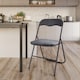 image 3 of 6 Pc Folding Lightweight Chair Set Portable Metal Frame PVC Velvet Ribcord Seats | Multi | Dark Grey Ribcord