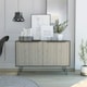 image 1 of Nevada Large Sideboard in Smoked Oak with 4 Doors - Contrasting Bleached Grey Oak and Black Hairpin Legs | Brown | Brown | One Size | 1