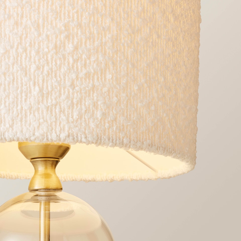 image 1 of ValueLights Jessy Glass Gold Metal Table Lamp Cream Boucle Shade | Cream