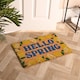 image 1 of OHS Lemon Print Coir Doormat Hello Spring Slogan Non Slip Door Rug | Multi | 40 x 60cm