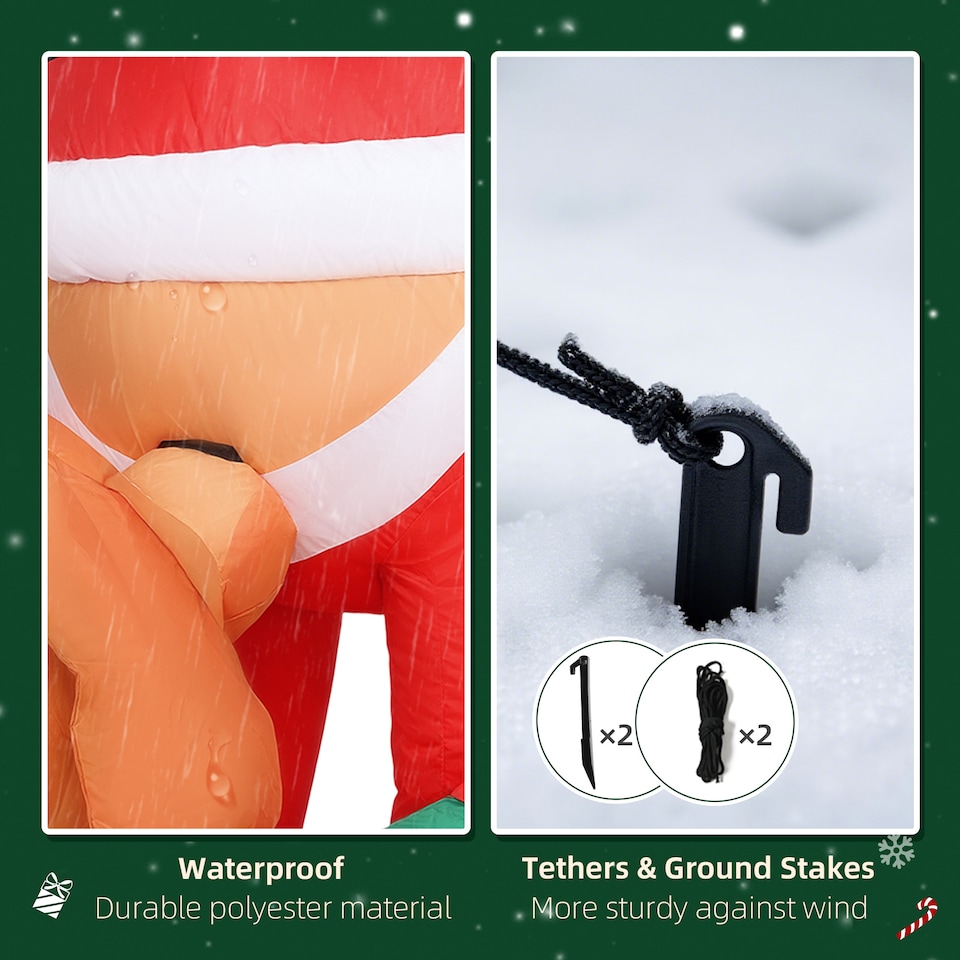 image 1 of Outsunny 7FT Hanging Christmas Inflatable Santa with Dog, Christmas Blow Up Decoration with Built-in LED Lights for Garden, Indoor Outdoor Home Decor