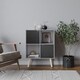 image 2 of Grey 4-Cube Storage Unit with 2 Geo Doors and Legs | Black | Black & Pine | 1
