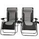 image 1 of Set of 2 Luxury Padded Multi Position Zero Gravity Garden Relaxer Chair Lounger in Grey & Black
