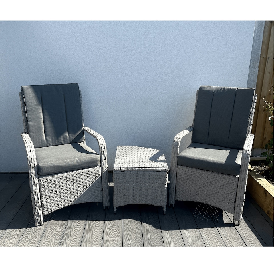 image 1 of Leigh Wicker Rattan Natural Bistro Set with outdoor cushion