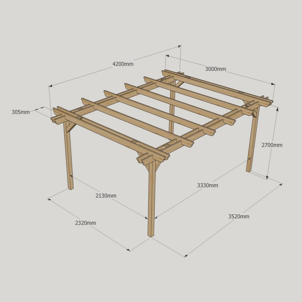 image 1 of Double Garden Pergola - Wood - L300 x W420 x H270 cm - Light Green