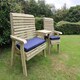 image 2 of Ergonomic Trio Set Wooden Garden Bench & Chair Set - Attach Tray to Arms - L75 x W220 x H105 cm - Fully Assembled