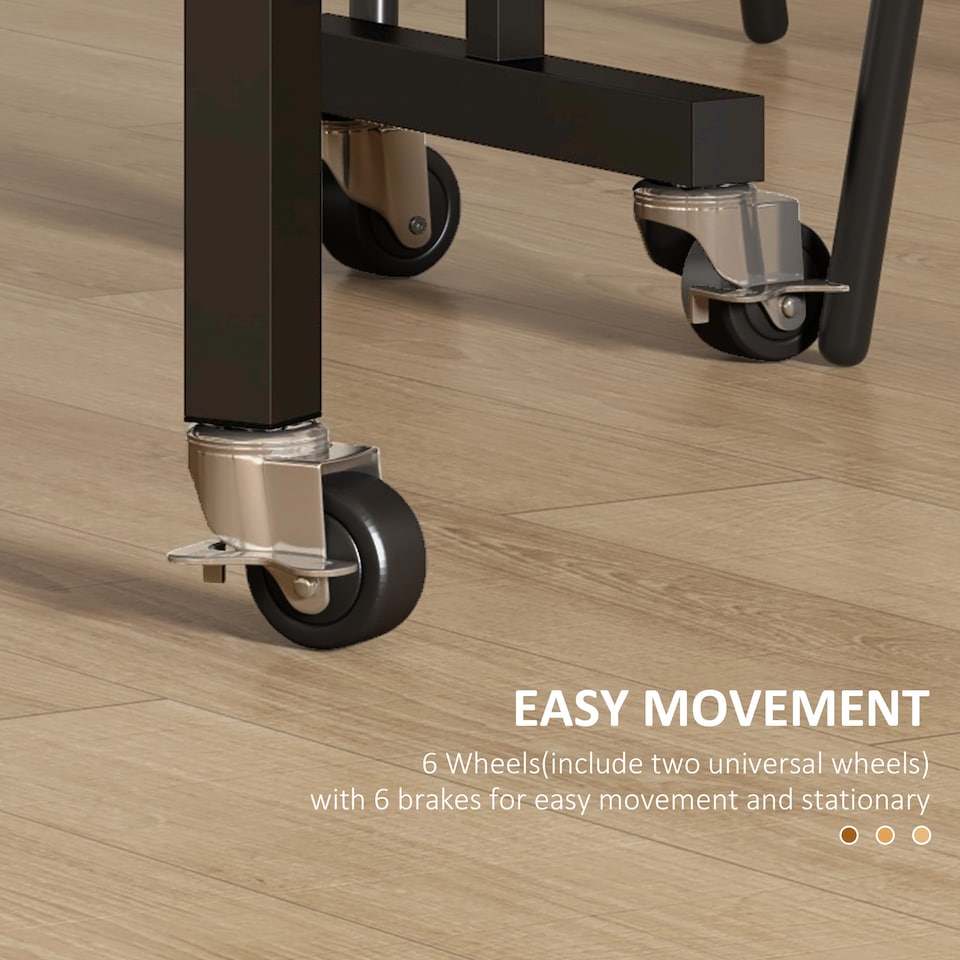 image 1 of HOMCOM Mobile Drop Leaf Table, Folding Dining Table with 6 Wheels & Brakes, Kitchen Table for Small Spaces, Grey Marble Effect