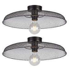 Set of 2 Cassidy - Large Black Mesh Ceiling Flush Lights | Black | 2