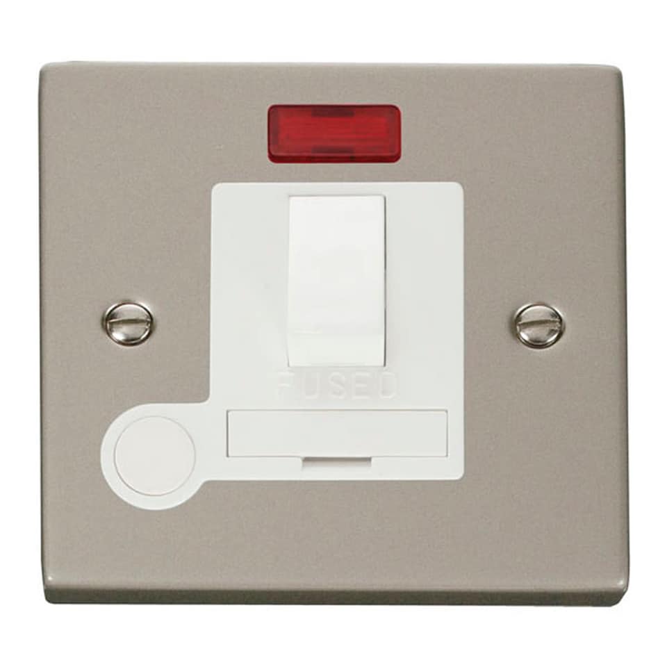 SE HOME Pearl Nickel 13A Fused Connection Unit Switched With Neon With Flex | Silver | Pearl Nickel