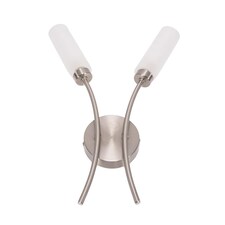 ValueLights Maya Brushed Chrome 2 Way Curved Upright Wall Light | Silver