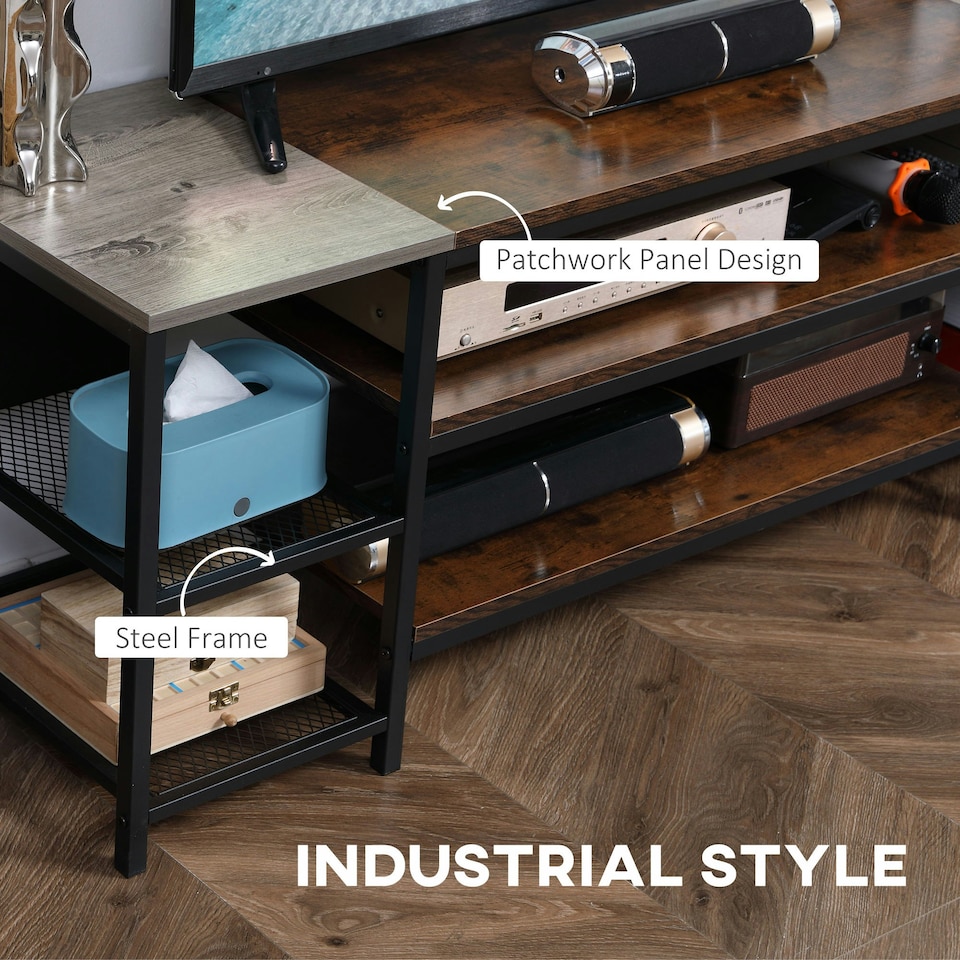 image 1 of HOMCOM TV Unit Cabinet for TVs up to 60 Inches with Shelves Brown and Grey