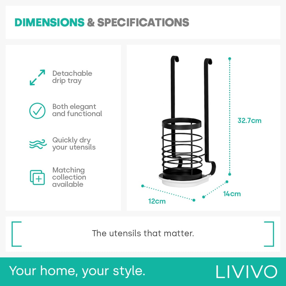 image 1 of Hanging Utensil Holder Black