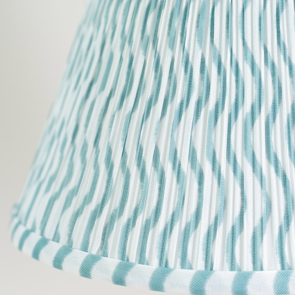 image 1 of ValueLights Riza Tapered Green Arrow Fabric Pleated Easy Fit Large Lamp Shade with LED Bulb