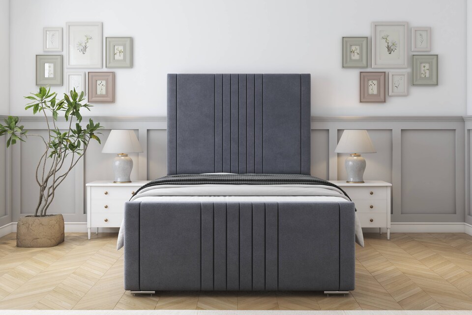 image 1 of Sloomy Harrington Steel Plush Bed Frame With Mattress With 50" Upholstered Headboard 3' Single