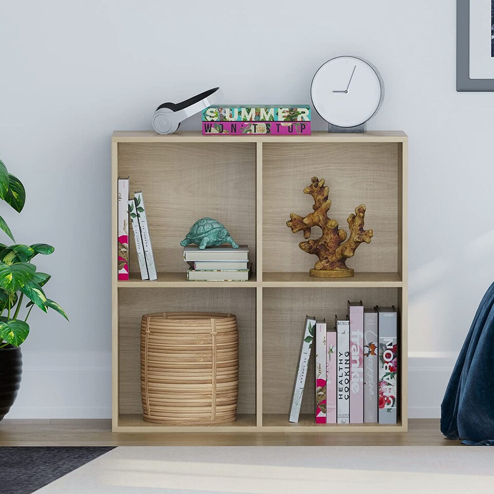image 1 of Vida Designs Durham 2x2 Cube Storage Bookcase Display Unit, Oak