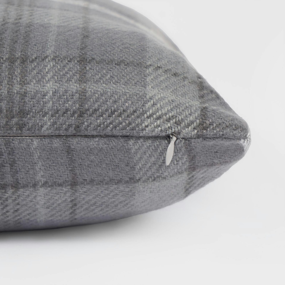 image 1 of OHS 4 x Winsford Woven Check Printed Cushion Covers, 45x45cm - Charcoal