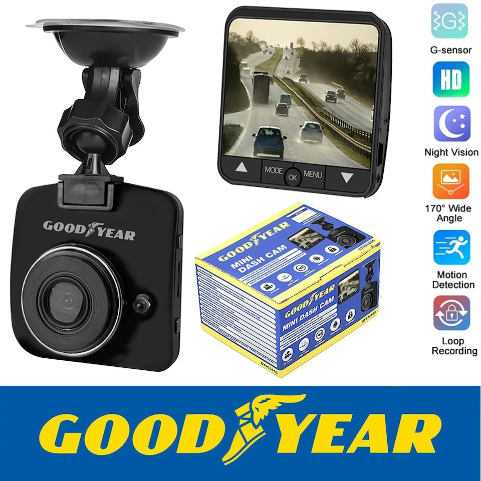 image 1 of Goodyear Mini HD Dash Cam Car DVR Camera Video Recorder Motion Detection Sensor