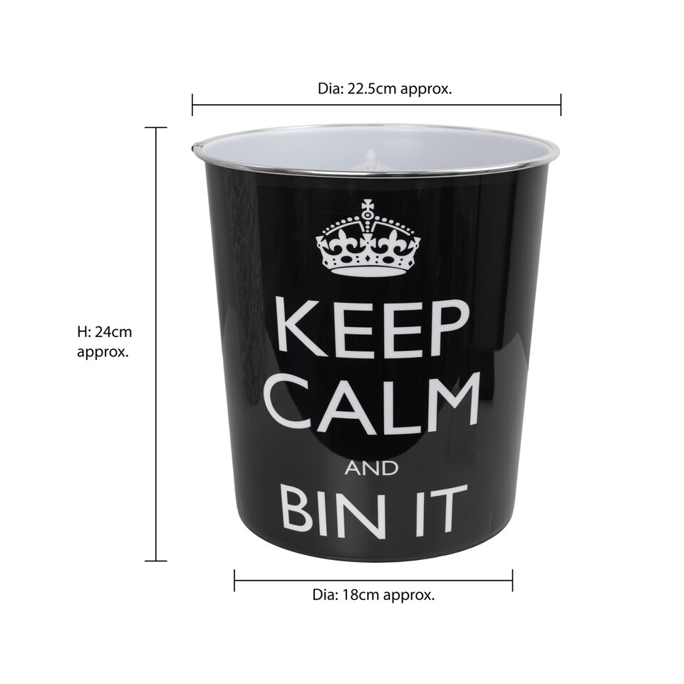image 1 of JVL Onyx Round Waste Bin 7L Decorative Bathroom Bedroom Office Bin It