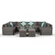 image 10 of Havana 9 Seat Rattan Sofa Conversation Set w/ Coffee Table and 2 Stools Grey | Grey