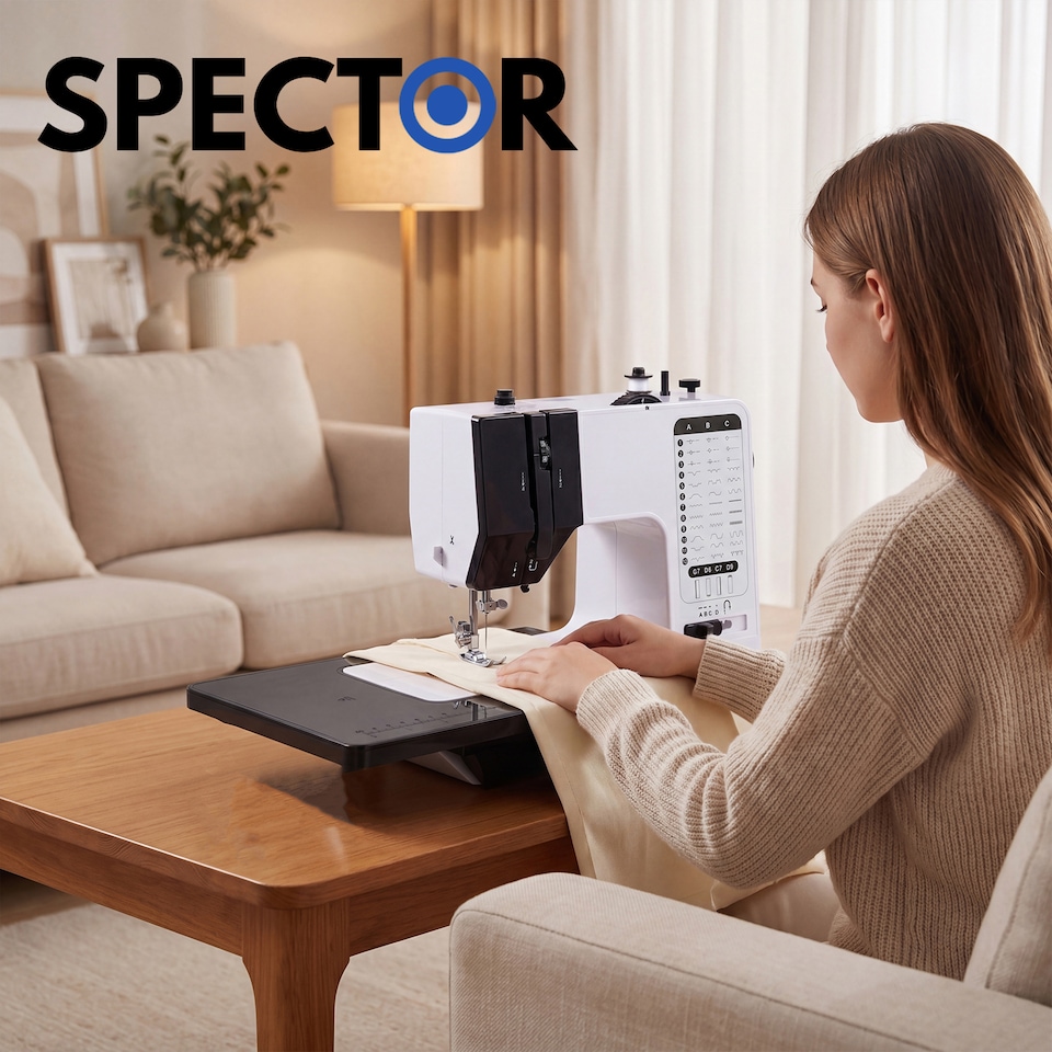 image 1 of Spector Mini Sewing Machine Portable Electric Household DIY Sewing Kit Pedal